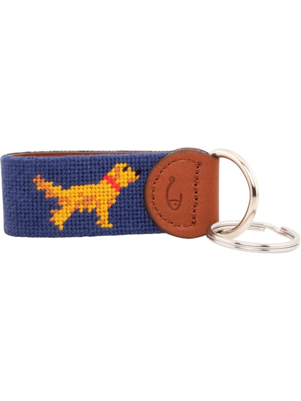 Hand-Stitched Leather Needlepoint Key Fob | Unique Key Chain Accessory - Picture 5 of 9